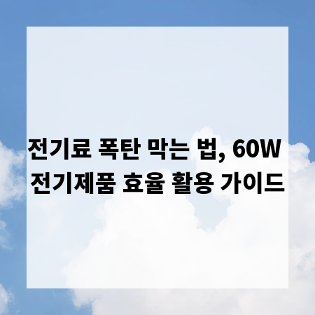 전기료 폭탄 막는 법, 60W 전기제품 효율 활용 가이드