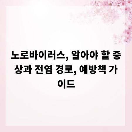 노로바이러스, 알아야 할 증상과 전염 경로, 예방책 가이드