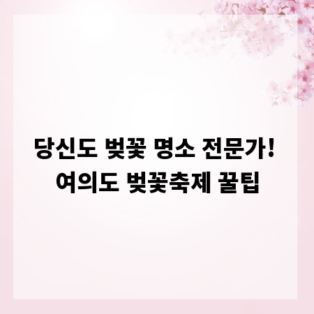 당신도 벚꽃 명소 전문가! 여의도 벚꽃축제 꿀팁