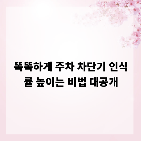 똑똑하게 주차 차단기 인식률 높이는 비법 대공개