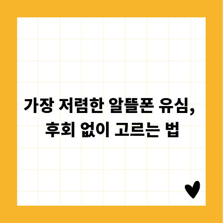 가장 저렴한 알뜰폰 유심, 후회 없이 고르는 법
