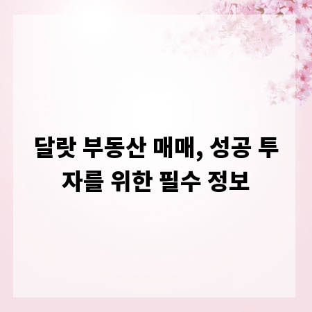 달랏 부동산 매매, 성공 투자를 위한 필수 정보