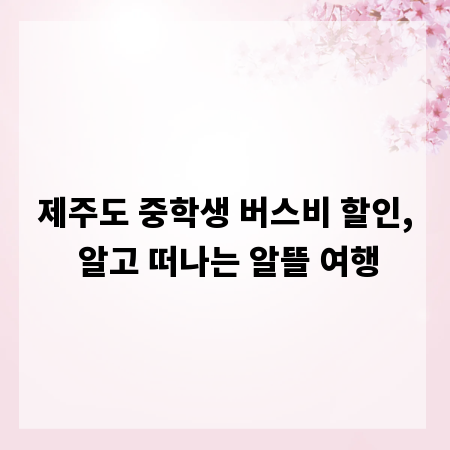 제주도 중학생 버스비 할인, 알고 떠나는 알뜰 여행