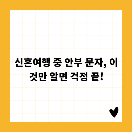 신혼여행 중 안부 문자, 이것만 알면 걱정 끝!