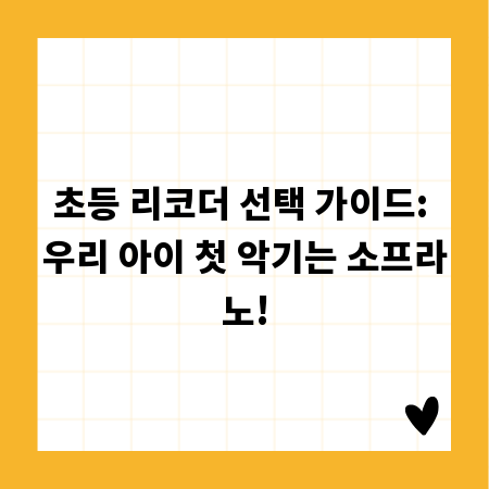 초등 리코더 선택 가이드: 우리 아이 첫 악기는 소프라노!