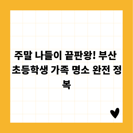 주말 나들이 끝판왕! 부산 초등학생 가족 명소 완전 정복