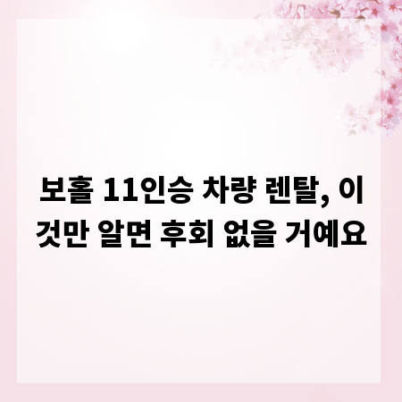 보홀 11인승 차량 렌탈, 이것만 알면 후회 없을 거예요