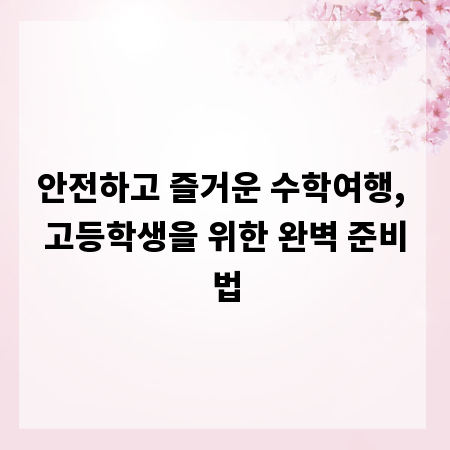 안전하고 즐거운 수학여행, 고등학생을 위한 완벽 준비법