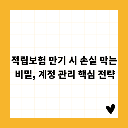 적립보험 만기 시 손실 막는 비밀, 계정 관리 핵심 전략