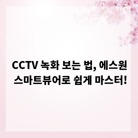 CCTV 녹화 보는 법, 에스원 스마트뷰어로 쉽게 마스터!