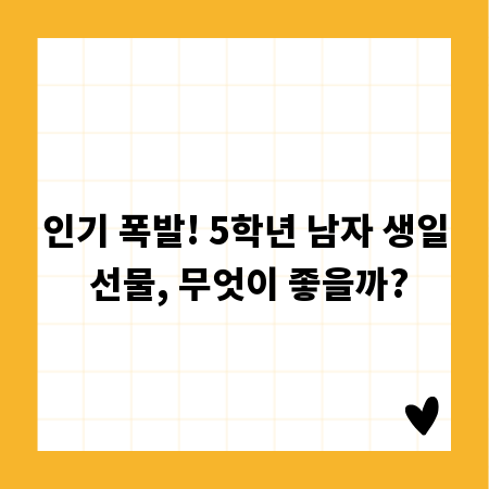 인기 폭발! 5학년 남자 생일 선물, 무엇이 좋을까?