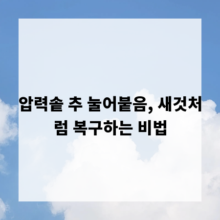 압력솥 추 눌어붙음, 새것처럼 복구하는 비법