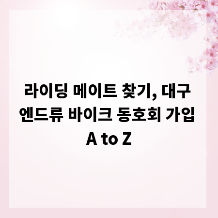 라이딩 메이트 찾기, 대구 엔드류 바이크 동호회 가입 A to Z