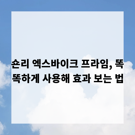 숀리 엑스바이크 프라임, 똑똑하게 사용해 효과 보는 법