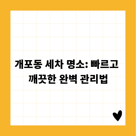 개포동 세차 명소: 빠르고 깨끗한 완벽 관리법