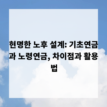 현명한 노후 설계: 기초연금과 노령연금, 차이점과 활용법