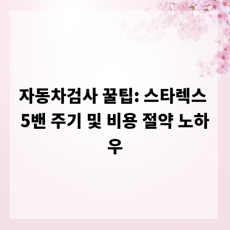 자동차검사 꿀팁: 스타렉스 5밴 주기 및 비용 절약 노하우