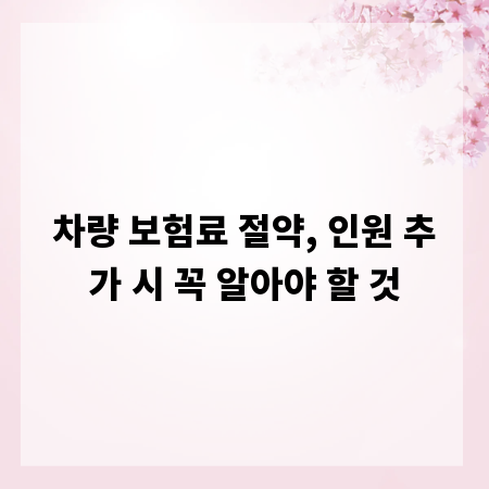 차량 보험료 절약, 인원 추가 시 꼭 알아야 할 것