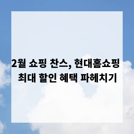 2월 쇼핑 찬스, 현대홈쇼핑 최대 할인 혜택 파헤치기