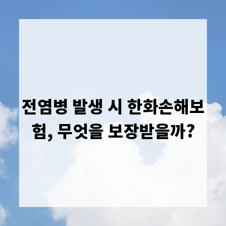 전염병 발생 시 한화손해보험, 무엇을 보장받을까?