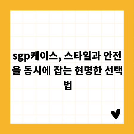 sgp케이스, 스타일과 안전을 동시에 잡는 현명한 선택법