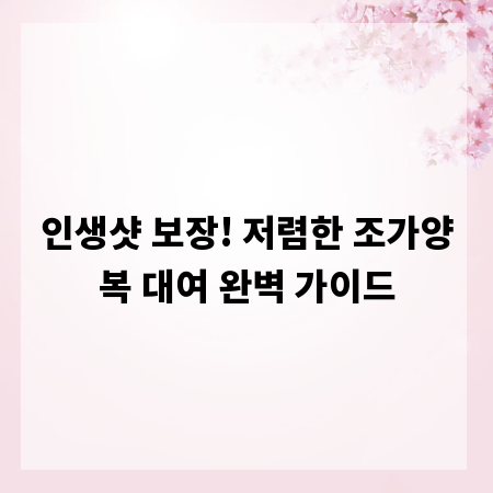 인생샷 보장! 저렴한 조가양복 대여 완벽 가이드