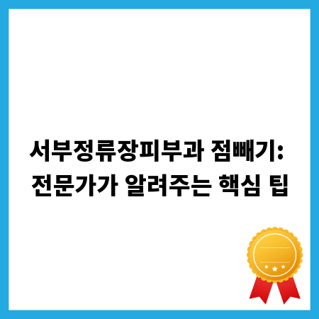 서부정류장피부과 점빼기: 전문가가 알려주는 핵심 팁