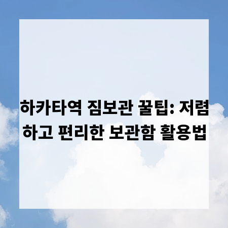 하카타역 짐보관 꿀팁: 저렴하고 편리한 보관함 활용법