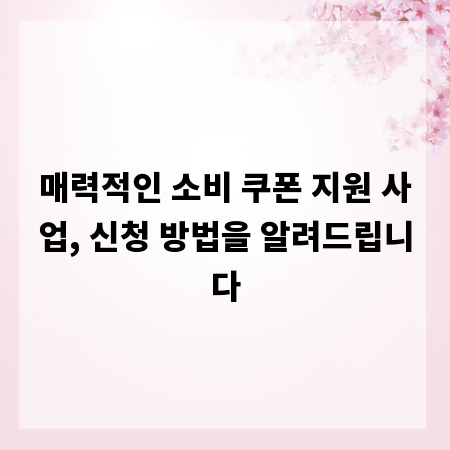 매력적인 소비 쿠폰 지원 사업, 신청 방법을 알려드립니다