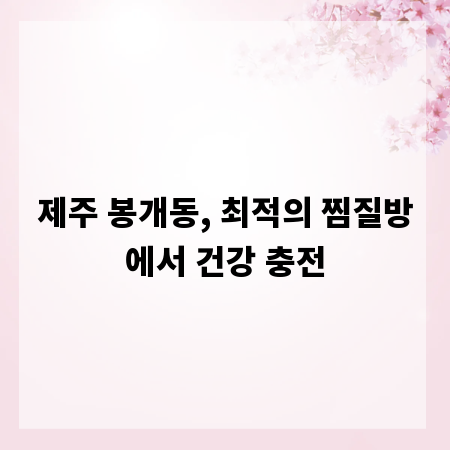 제주 봉개동, 최적의 찜질방에서 건강 충전