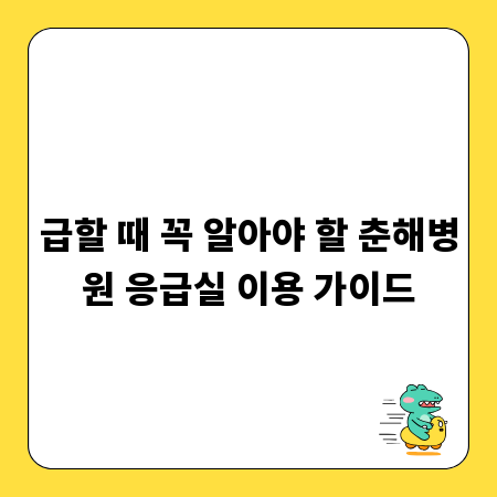 급할 때 꼭 알아야 할 춘해병원 응급실 이용 가이드