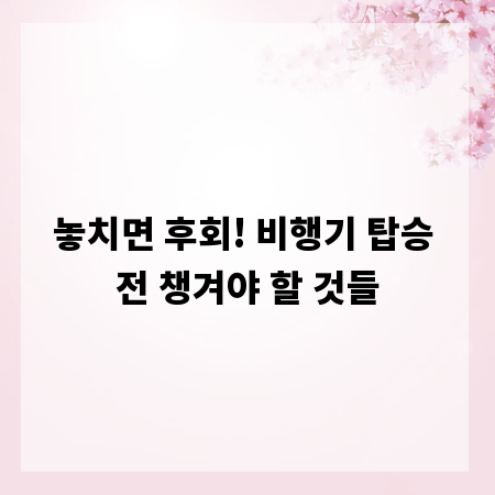 놓치면 후회! 비행기 탑승 전 챙겨야 할 것들
