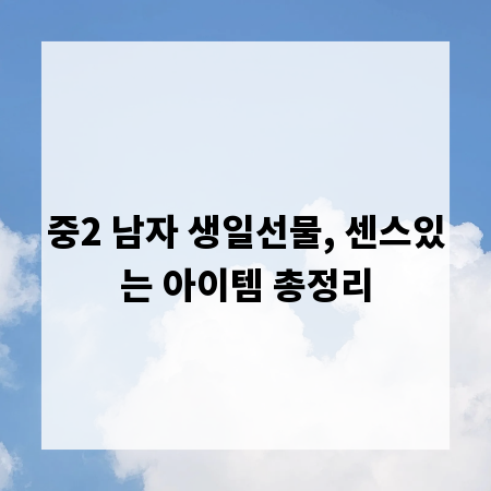 중2 남자 생일선물, 센스있는 아이템 총정리