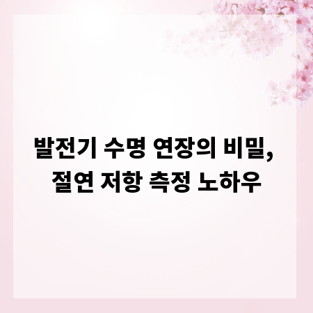 발전기 수명 연장의 비밀, 절연 저항 측정 노하우