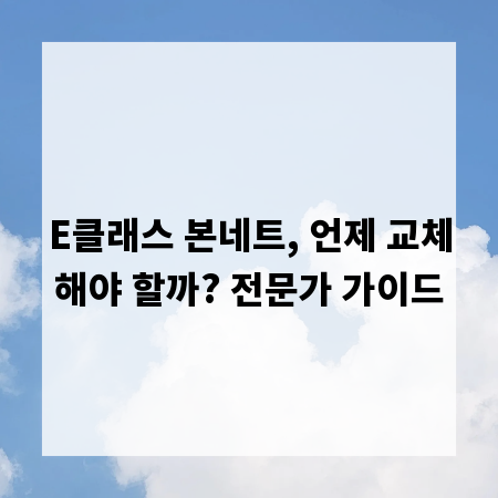 E클래스 본네트, 언제 교체해야 할까? 전문가 가이드