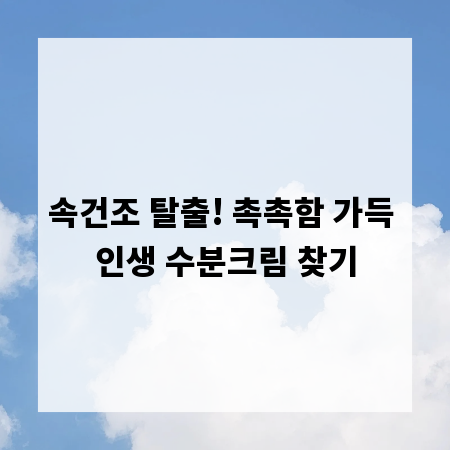 속건조 탈출! 촉촉함 가득 인생 수분크림 찾기