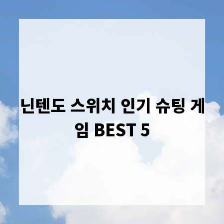 닌텐도 스위치 인기 슈팅 게임 BEST 5