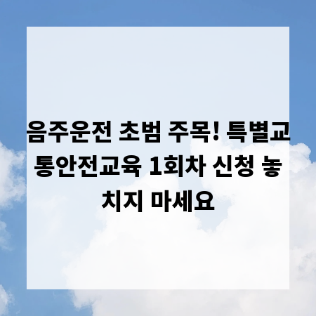 음주운전 초범 주목! 특별교통안전교육 1회차 신청 놓치지 마세요