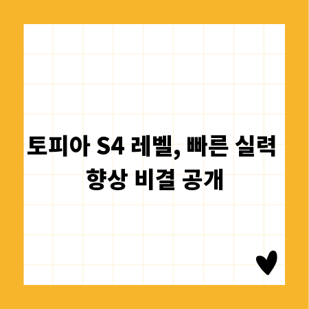 토피아 S4 레벨, 빠른 실력 향상 비결 공개