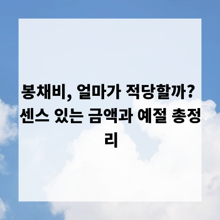 봉채비, 얼마가 적당할까? 센스 있는 금액과 예절 총정리