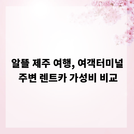 알뜰 제주 여행, 여객터미널 주변 렌트카 가성비 비교