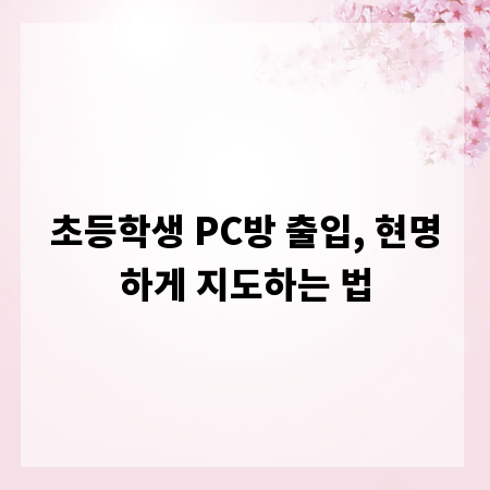 초등학생 PC방 출입, 현명하게 지도하는 법