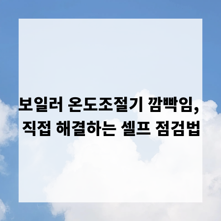 보일러 온도조절기 깜빡임, 직접 해결하는 셀프 점검법