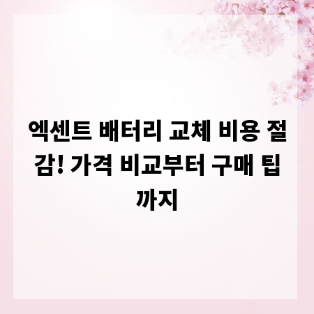 엑센트 배터리 교체 비용 절감! 가격 비교부터 구매 팁까지