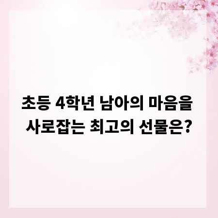 초등 4학년 남아의 마음을 사로잡는 최고의 선물은?
