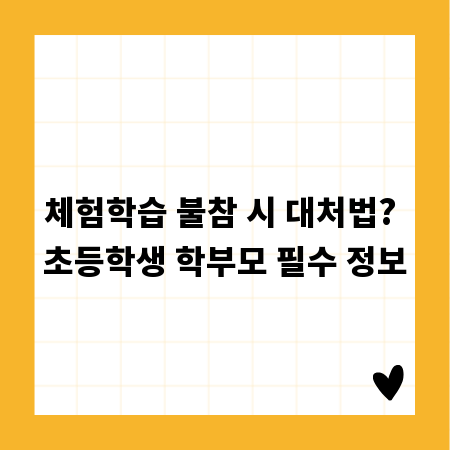 체험학습 불참 시 대처법? 초등학생 학부모 필수 정보