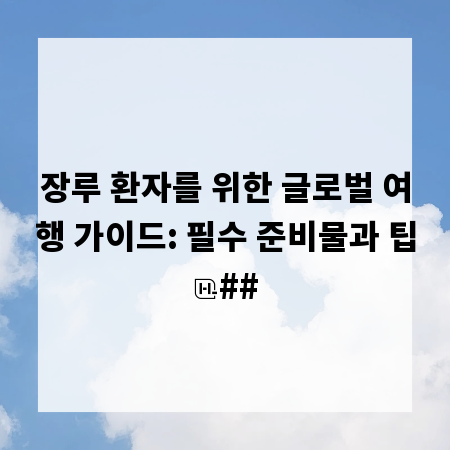 장루 환자를 위한 글로벌 여행 가이드: 필수 준비물과 팁
##