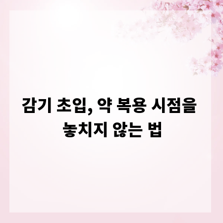 감기 초입, 약 복용 시점을 놓치지 않는 법