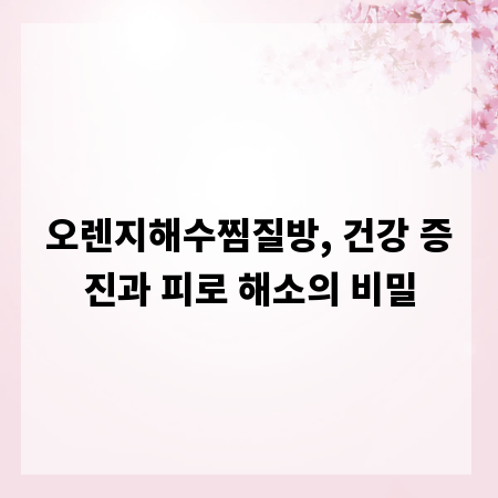 오렌지해수찜질방, 건강 증진과 피로 해소의 비밀