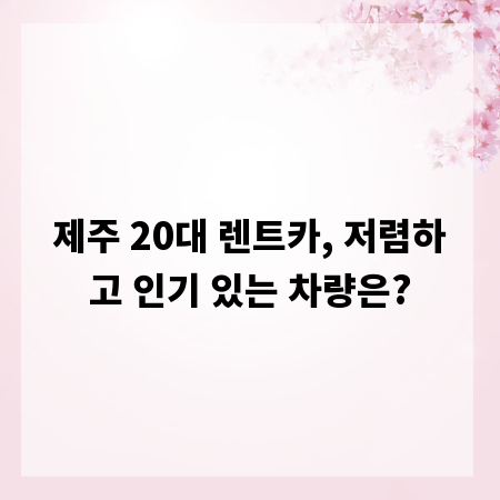 제주 20대 렌트카, 저렴하고 인기 있는 차량은?